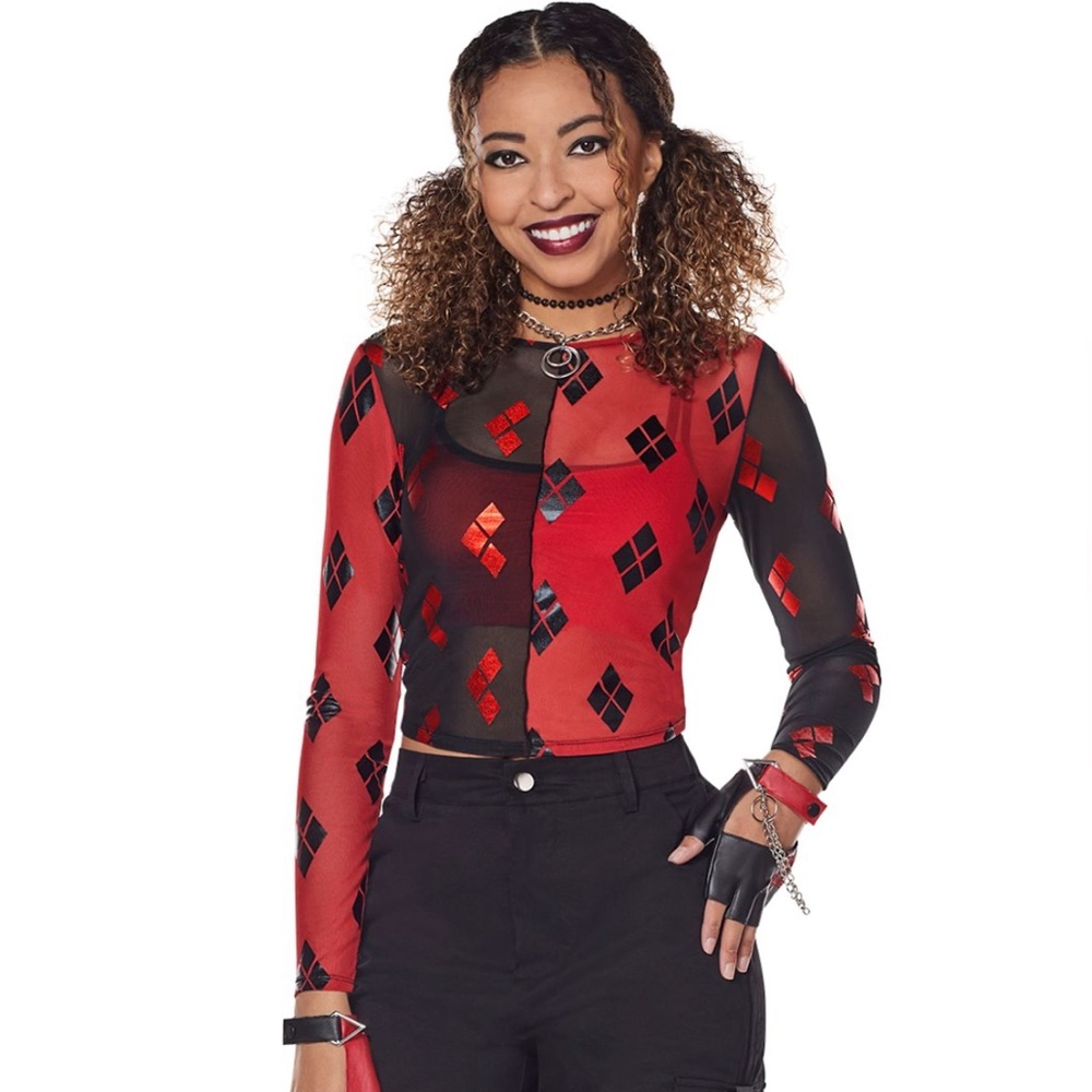 Adult Harley Quinn Mesh Top - DC Villains!! NWT!! - Picture 1 of 4